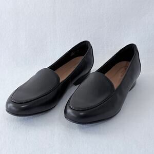 Clarks Unstructured Shoes Womens 9 Black Leather Slip On Comfort Daily Loafers